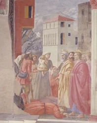 Die Verteilung von Almosen und der Tod des Ananias